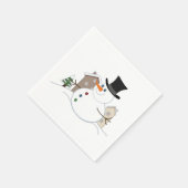 Happy Christmas Snowman Illustration Serviette (Ecke)