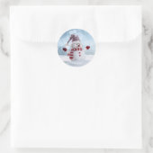 Happy Christmas Snowman Runder Aufkleber (Tasche)