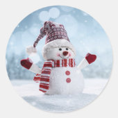 Happy Christmas Snowman Runder Aufkleber (Vorderseite)