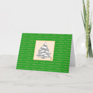 Happy Christmas Snowy Evergreen Feiertagskarte