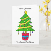 Happy Christmas to Firefighter Decorative Tree Karte (Gelbe Blume)