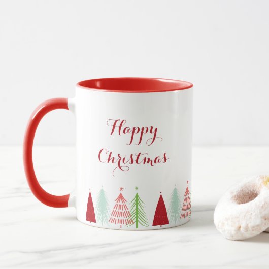 Happy Christmas Tree Row Tasse (Mit Donut)