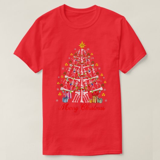 Happy Christmas Tree Skeleton Xmas Radiology Radio T-Shirt (Design vorne)