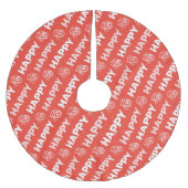 HAPPY Christmas Tree Skirt Polyester Weihnachtsbaumdecke (Vorderseite)