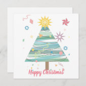 Happy Christmas Tree Stilisiert, Einladung Postkar (Vorne/Hinten)