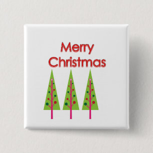 Happy Christmas Trees Button
