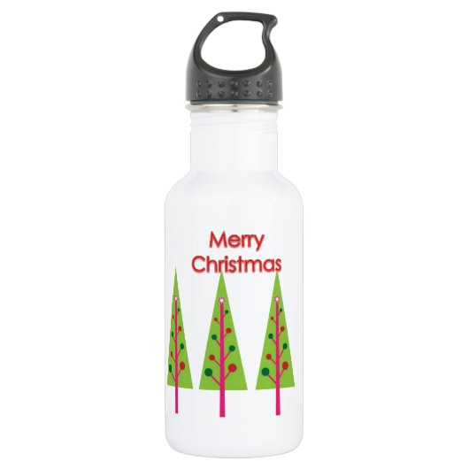 Happy Christmas Trees Edelstahlflasche (Vorderseite)