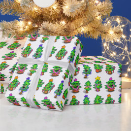 Happy Christmas Trees Print Wrapping Paper Geschenkpapier