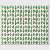 Happy Christmas Trees Print Wrapping Paper Geschenkpapier (Flach)