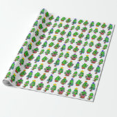 Happy Christmas Trees Print Wrapping Paper Geschenkpapier (Ungerollt)