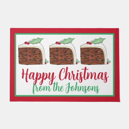 Happy Christmas UK British Cake Slice Festive Fußmatte (Vorderseite)