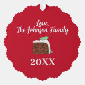 Happy Christmas UK British Cake Slice Festive Ornament Karte (Rückseite)