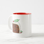 Happy Christmas UK British Cake Slice Festive Zweifarbige Tasse (Vorderseite Links)