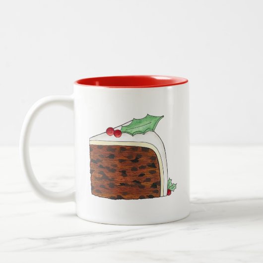 Happy Christmas UK British Cake Slice Festive Zweifarbige Tasse (Links)