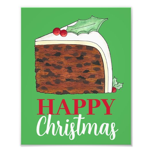 Happy Christmas UK British Cake Slice Homemade Fotodruck (Vorne)