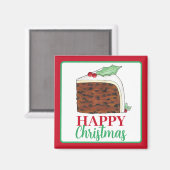 Happy Christmas UK British Cake Slice Homemade Magnet (Vorderseite/Rückseite)