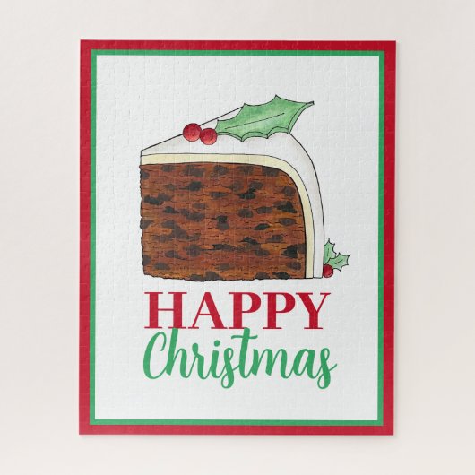 Happy Christmas UK British Cake Slice Homemade Puzzle (Vertikal)
