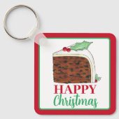 Happy Christmas UK British Cake Slice Homemade Schlüsselanhänger (Vorderseite)