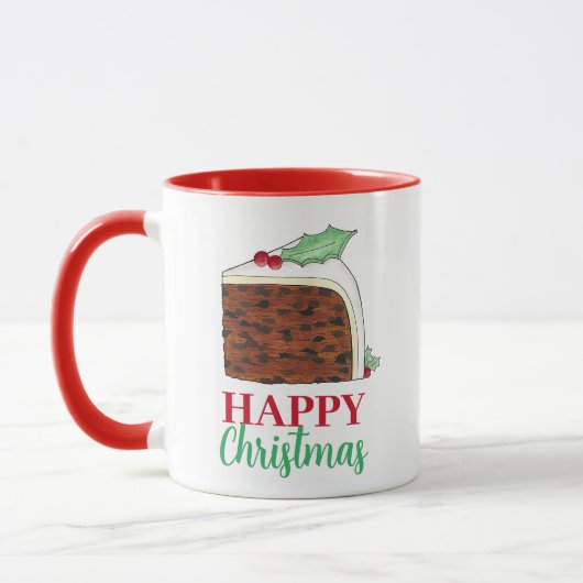 Happy Christmas UK British Cake Slice Homemade Tasse (Links)