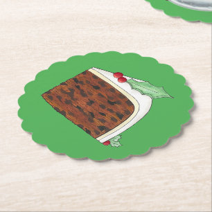 Happy Christmas UK British Cake Slice Homemade Untersetzer