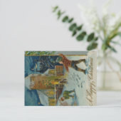 Happy Christmas - Vintage snowball fight postcard Postkarte (Stehend Vorderseite)