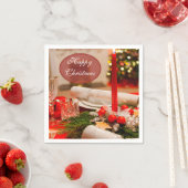 "Happy Christmas" Weihnachten Cracker & Candles Serviette (Beispiel)