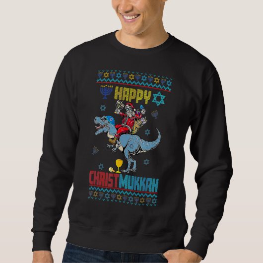 Happy Christmukkah Dinosaur Christmas Happy Hanukk Sweatshirt (Vorderseite)