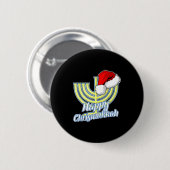 Happy Christmukkah Hanukkah Christmas Button (Vorne & Hinten)
