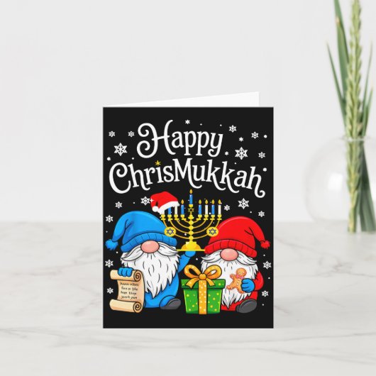 Happy Christmukkah Hanukkah Christmas Gnome Xmas F Karte (Vorderseite)