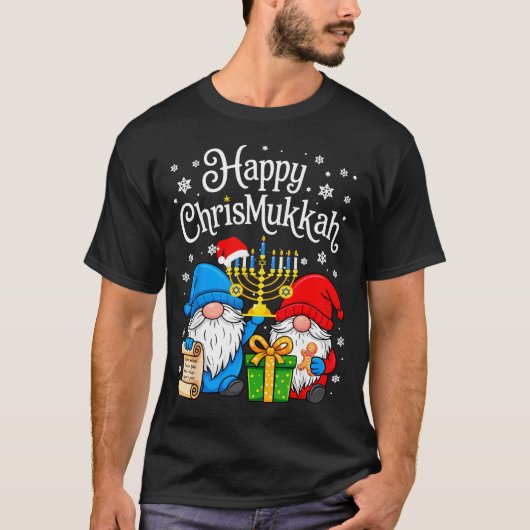 Happy Christmukkah Hanukkah Christmas Gnome Xmas F T-Shirt (Vorderseite)