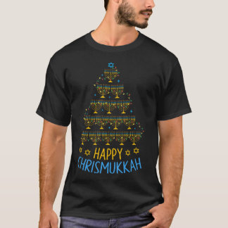 Happy Christmukkah Hanukkah Christmas Tree Light H T-Shirt