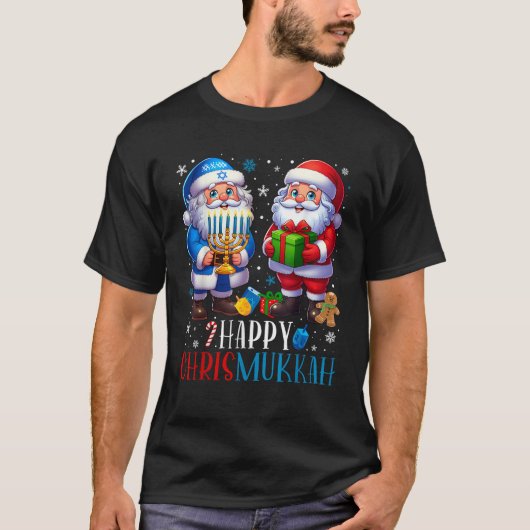 Happy Christmukkah Ugly Sweater Hanukkah Weihnacht T-Shirt (Vorderseite)