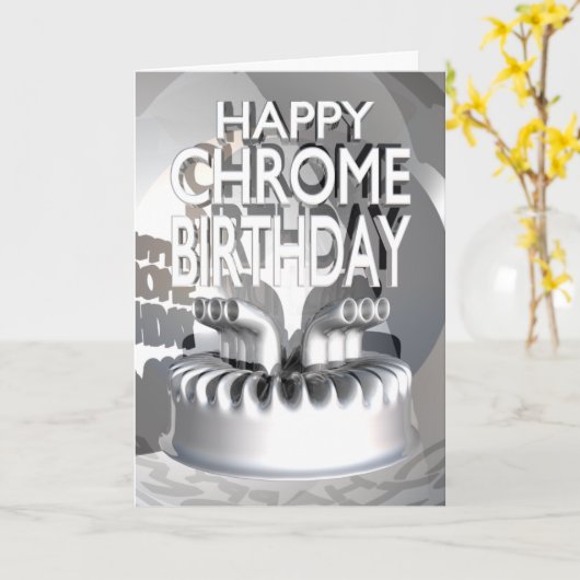 Happy Chrome Birthday Karte (Gelbe Blume)