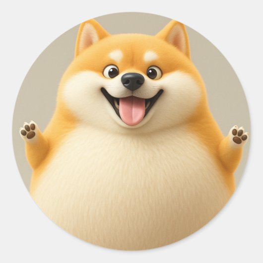 Happy Chubby Cartoon Dog Sticker (Vorderseite)