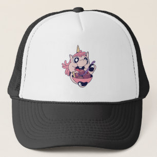 Happy Chubby Unicorn Kleinkind Eating Ice Creme Truckerkappe