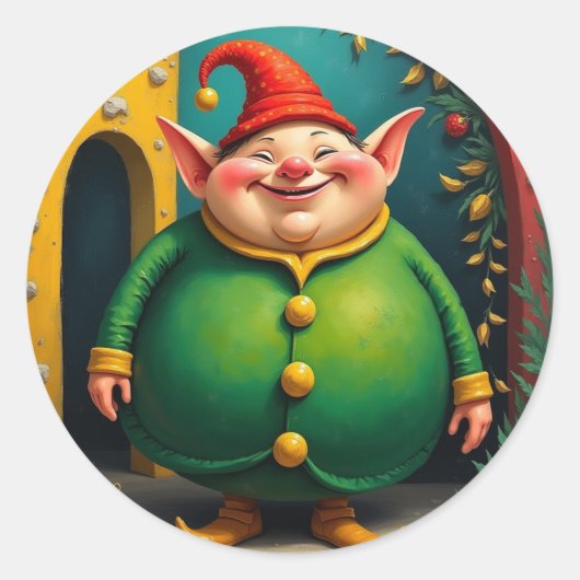 Happy chunky elf runder aufkleber (Vorderseite)