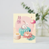 Happy Chuseok Bunny Greeting Postkarte (Stehend Vorderseite)