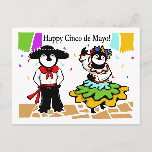 Happy Cinco de los Penguinos Feiertagspostkarte (Vorderseite)