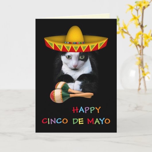 Happy Cinco De Mayo Cat Karte (Gelbe Blume)