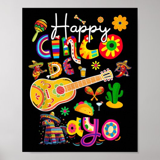 Happy Cinco De Mayo Fiesta Mexikanisches Party 5 D Poster (Vorne)