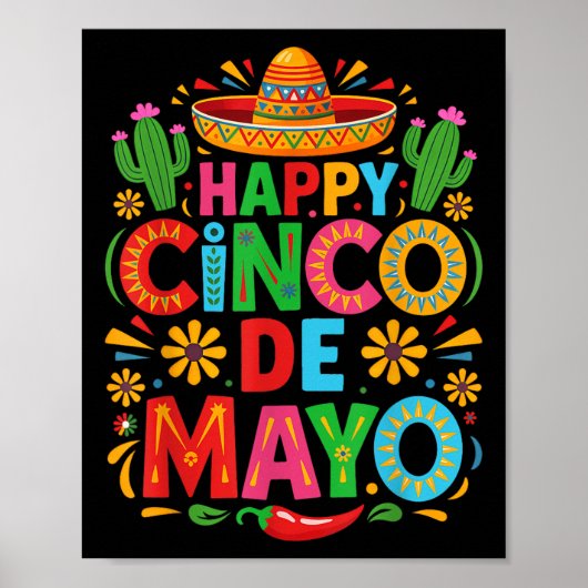 Happy Cinco De Mayo Fiesta Mexikanisches Party Män Poster (Vorne)