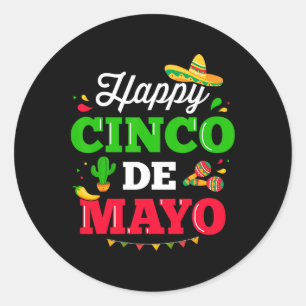 Happy Cinco de Mayo für das mexikanische Fiesta-Ko Runder Aufkleber