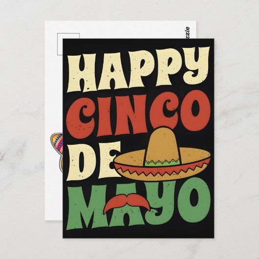 happy-cinco-de-mayo-mexican-festival-cinco-de-mayo postkarte (Vorne/Hinten)