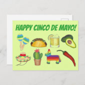 Happy Cinco de Mayo Mexican Fiesta Celebration Einladungspostkarte (Vorne/Hinten)