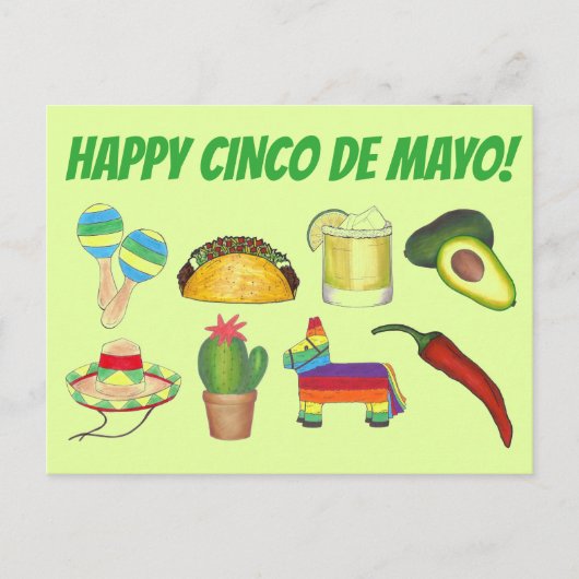 Happy Cinco de Mayo Mexican Fiesta Celebration Einladungspostkarte (Vorderseite)