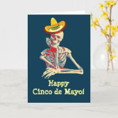 Happy Cinco de Mayo Skeleton Karte (Gelbe Blume)