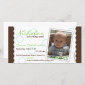 Happy Circle Foto Card: Braun & Blau (Vorne/Hinten)