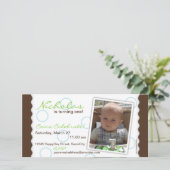 Happy Circle Foto Card: Braun & Blau (Stehend Vorderseite)