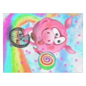 Happy Circus Acrobat Piggy Cyclist Licks Lollipop Tischdecke (Vorderseite (Horizontal))