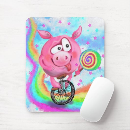 Happy Circus Acrobat Piggy Cyclist Maus Pad Mousepad (Mit Mouse)